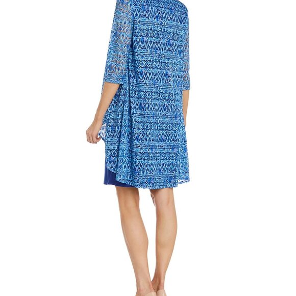 R & M Richards Women's Crochet Lace Jacket & Necklace Dress - Picture 2 of 3
